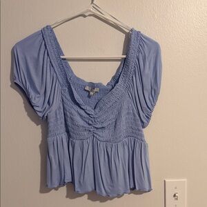 Love Tree Light Blue Smocked Blouse